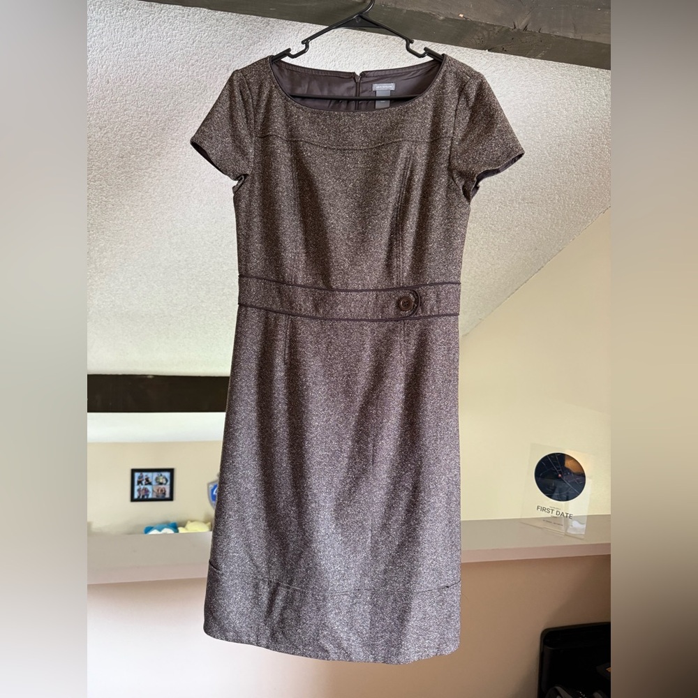 Ann Taylor Tweed Brown Dress